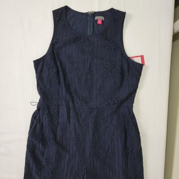 VINCE CAMUTO navy blue jumpsuit pantsuit sleeveless outfit NEW Womens Size 10 - Picture 2 of 12